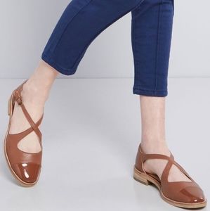 Criss-Cross Brown Leather Flats